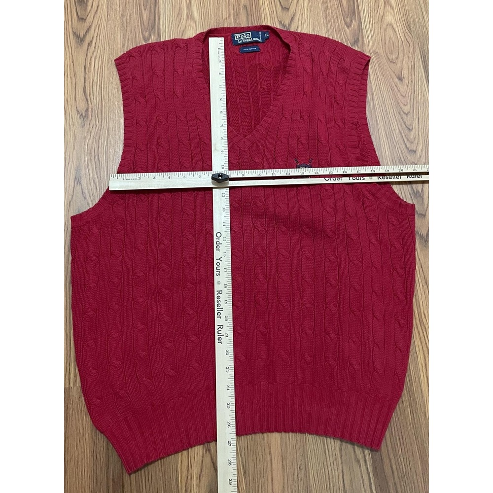 Polo Ralph Lauren Sweater Vest Mens XL Cable Knit Golf Crest V Neck - Picture 10 of 11